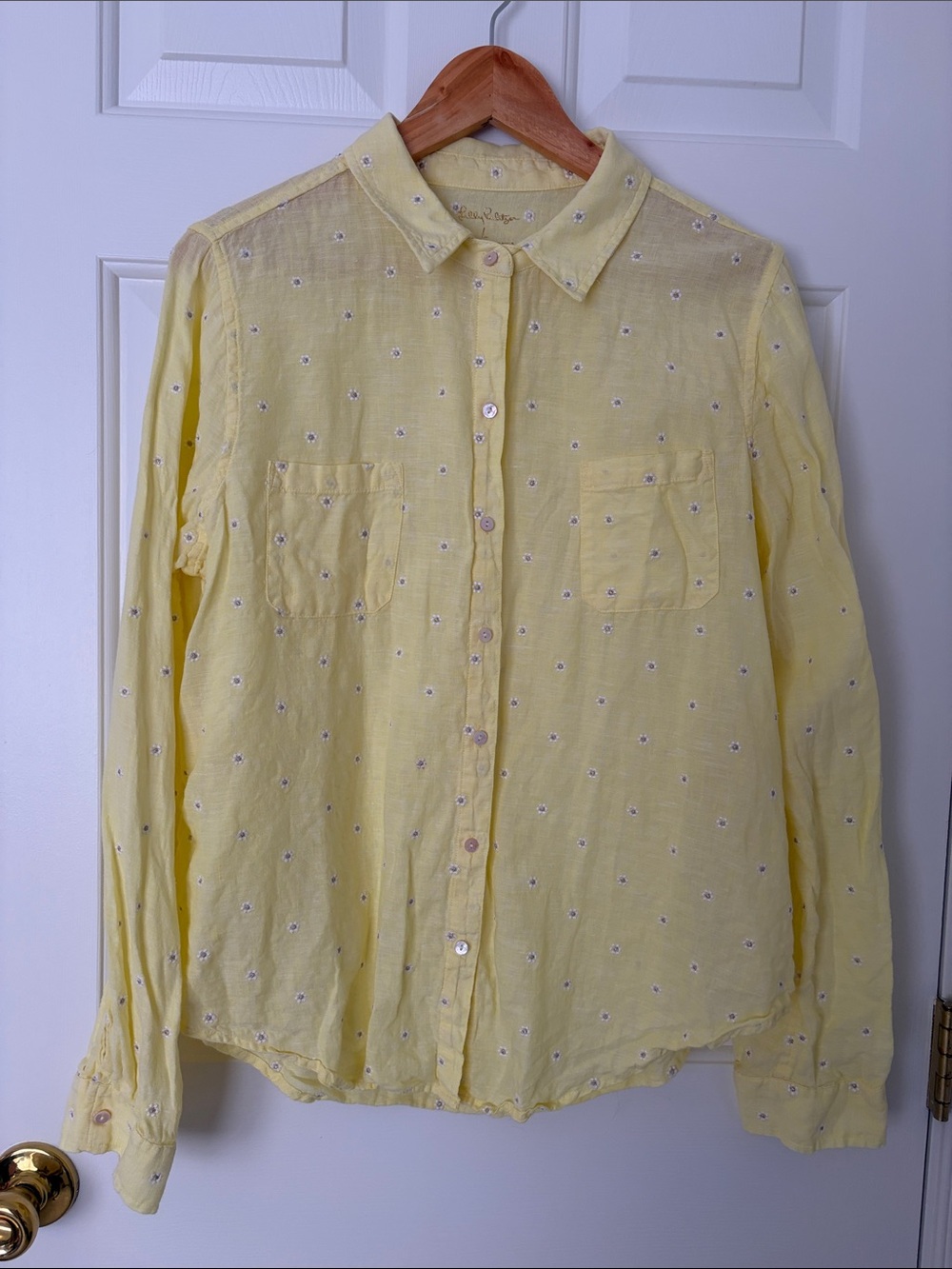Lilly Pulitzer Yellow Eyelet Button-Down Shirt